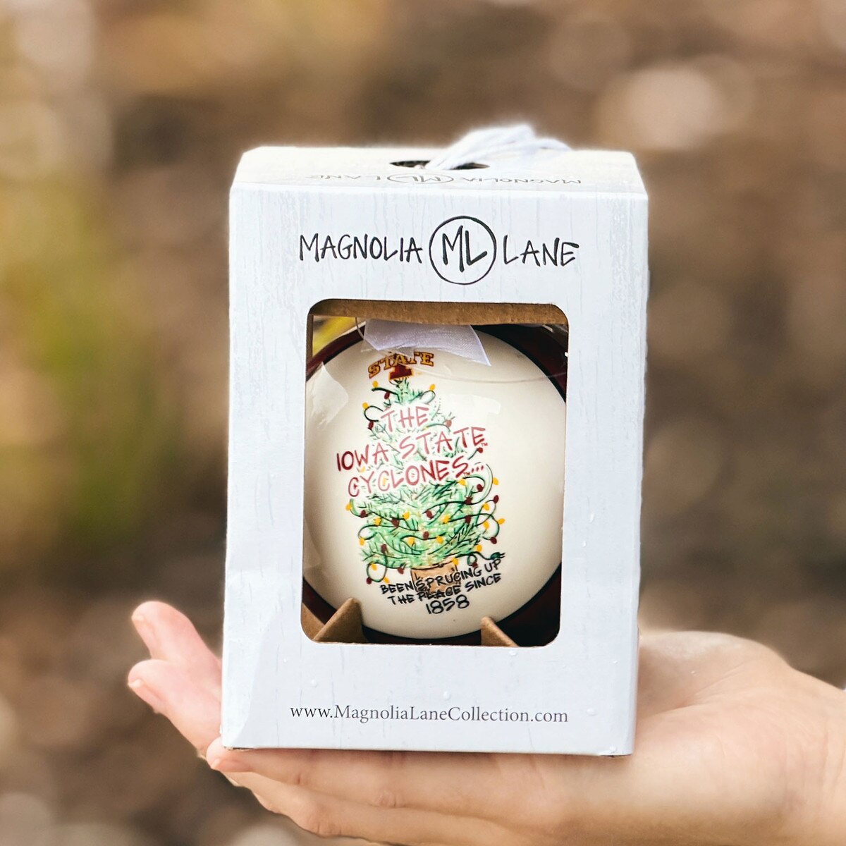 I-State Cyclones 1858 Tree Ornament with Ribbon Bells and Gift Box 3-5-inch